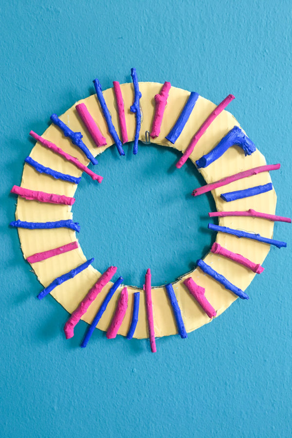 A colorful version of the Twig Wreath DIY
